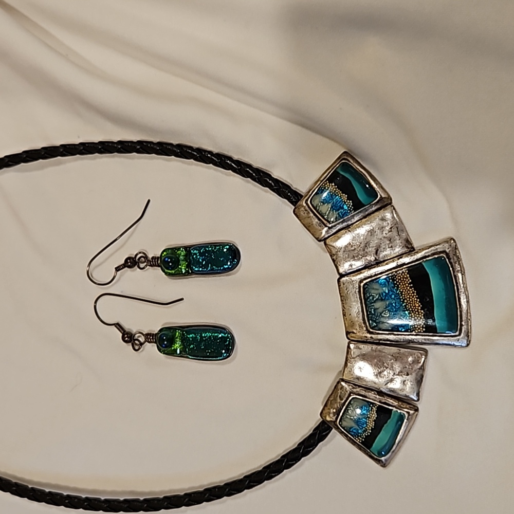 Fused glass drop earrings